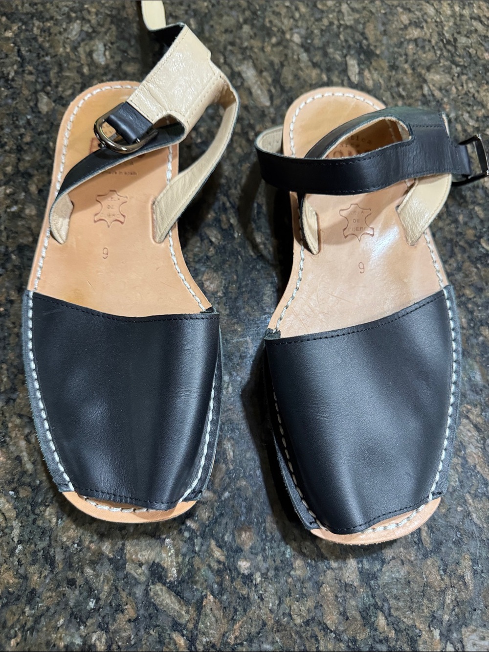 Black and Tan Women’s Leather Sandals